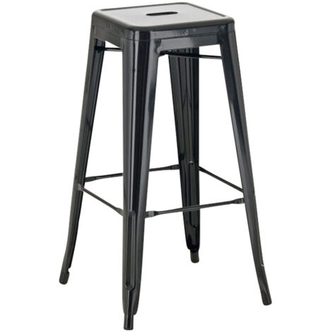 Taburete de bar apilable con reposapiés diseño industrial factory metal negro 100000026