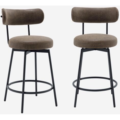Taburete de bar asiento giratorio metal y polipiel, set de 2