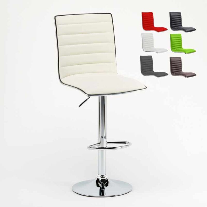 

Superstool - Taburete de bar cocina alto fijo giratorio ajustable con respaldo Detroit | Blanco