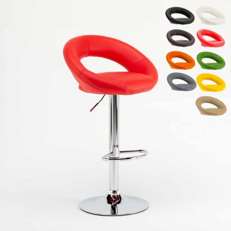 

Taburete de bar cocina alto fijo giratorio ajustable reposapiés Chicago | Rojo