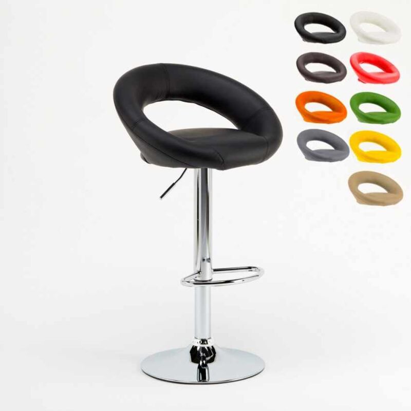 

Taburete de bar cocina alto fijo giratorio ajustable reposapiés Chicago | Negro