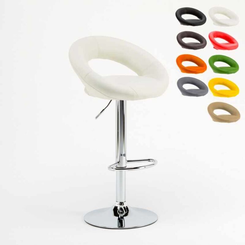 

Superstool - Taburete de bar cocina alto fijo giratorio ajustable reposapiés Chicago | Blanco