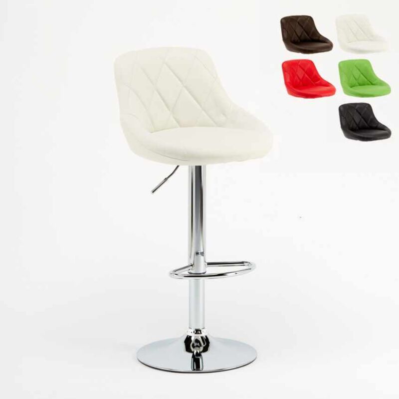 

Superstool - Taburete de bar cocina alto fijo giratorio ajustable respaldo Philadelphia | Blanco