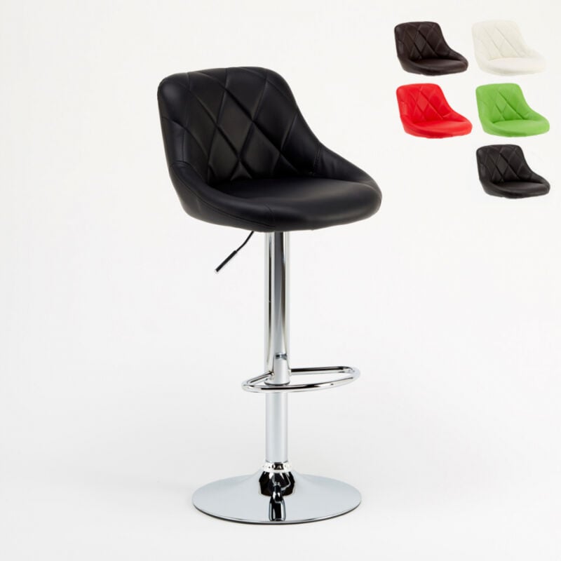 

Taburete de bar cocina alto fijo giratorio ajustable respaldo Philadelphia | Negro