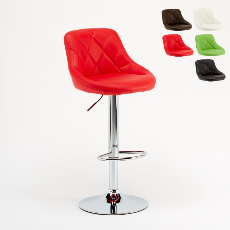 

Superstool - Taburete de bar cocina alto fijo giratorio ajustable respaldo Philadelphia | Rojo