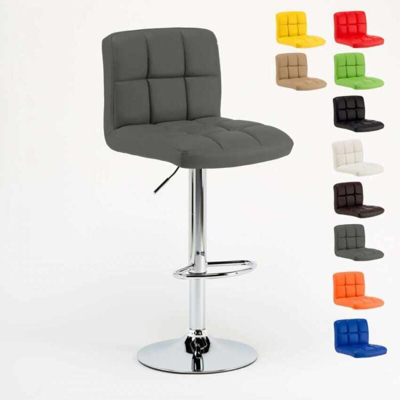 

Superstool - Taburete de bar cocina alto fijo giratorio ajustable respaldo reposapiés Atlanta | Gris