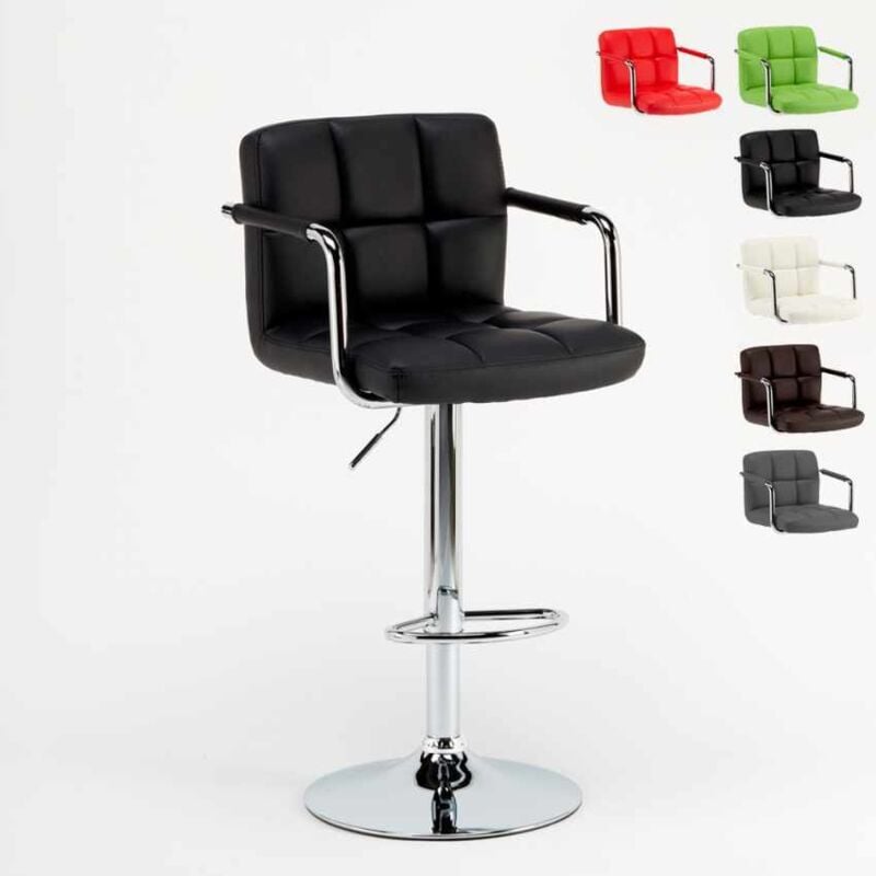 

Taburete de bar cocina alto giratorio ajustable con respaldo y reposabrazos Las Vegas | Negro