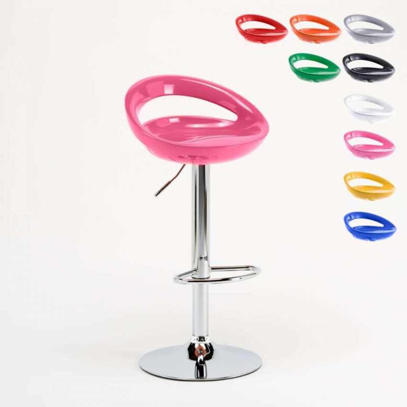 

Superstool - Taburete de bar cocina alto península fijo giratorio ajustable reposapiés Hollywood | Rosa