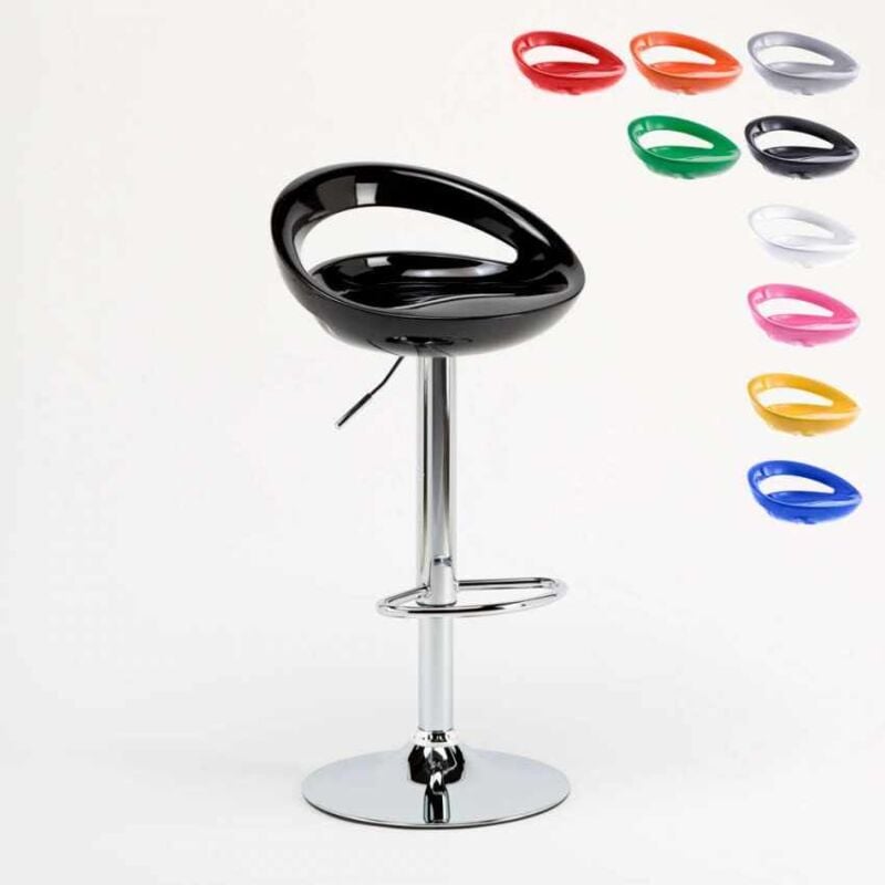 

Superstool - Taburete de bar cocina alto península fijo giratorio ajustable reposapiés Hollywood | Negro