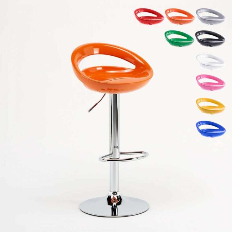 

Superstool - Taburete de bar cocina alto península fijo giratorio ajustable reposapiés Hollywood | Naranja