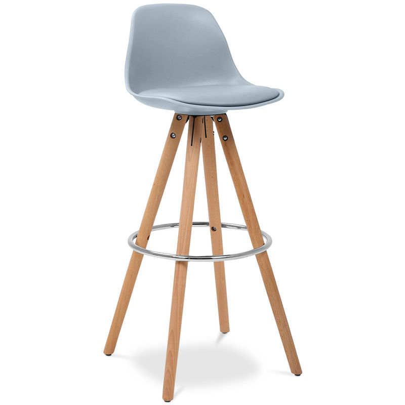 

Taburete de bar con cojín diseño escandinavo Muriel - Madera Gris claro