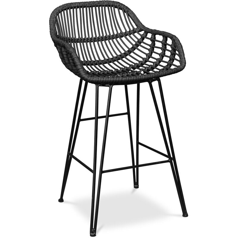 

Taburete de bar de caña sintética 65cm - Many Negro
