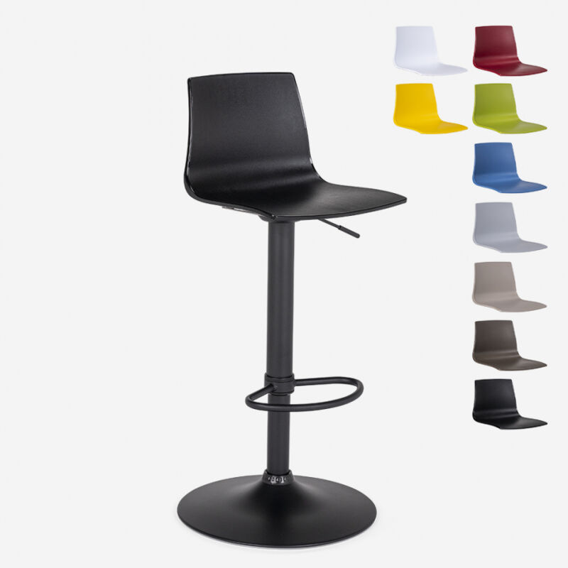 

Grand Soleil - Taburete de bar de cocina de diseño negro mate regulable en altura Imola Matt | Negro