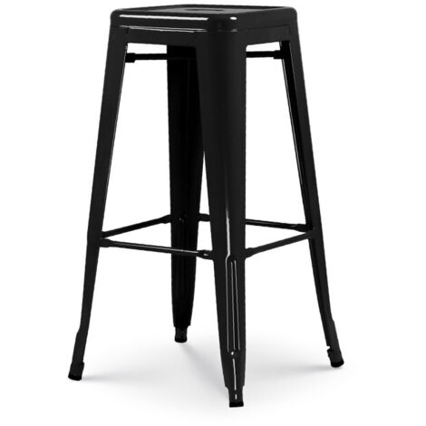 Taburete de bar de metal negro brillante estilo industrial - Altura 76 cm