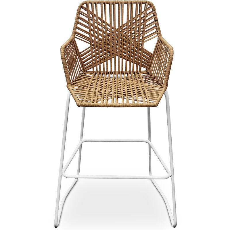 

Taburete de bar diseño Boho de Rattan Sintético 75cm - Tale Madera natural Acero, Mimbre sintético