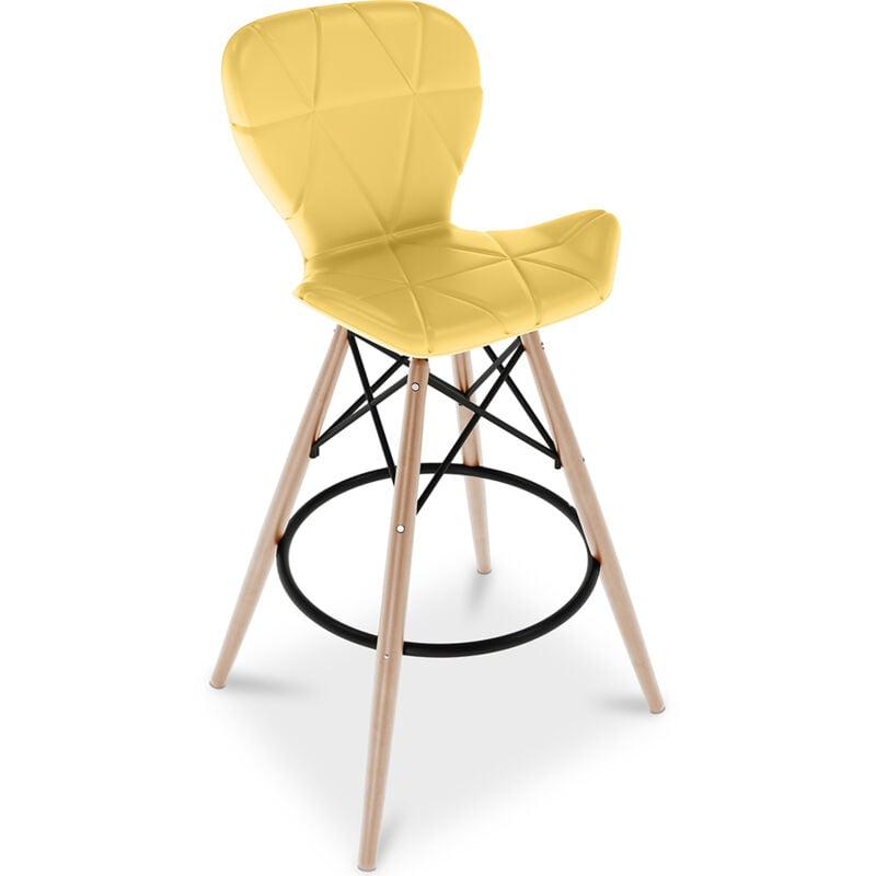 

Taburete de Bar Diseño Escandinavo Patas Madera Natural - Laila Amarillo