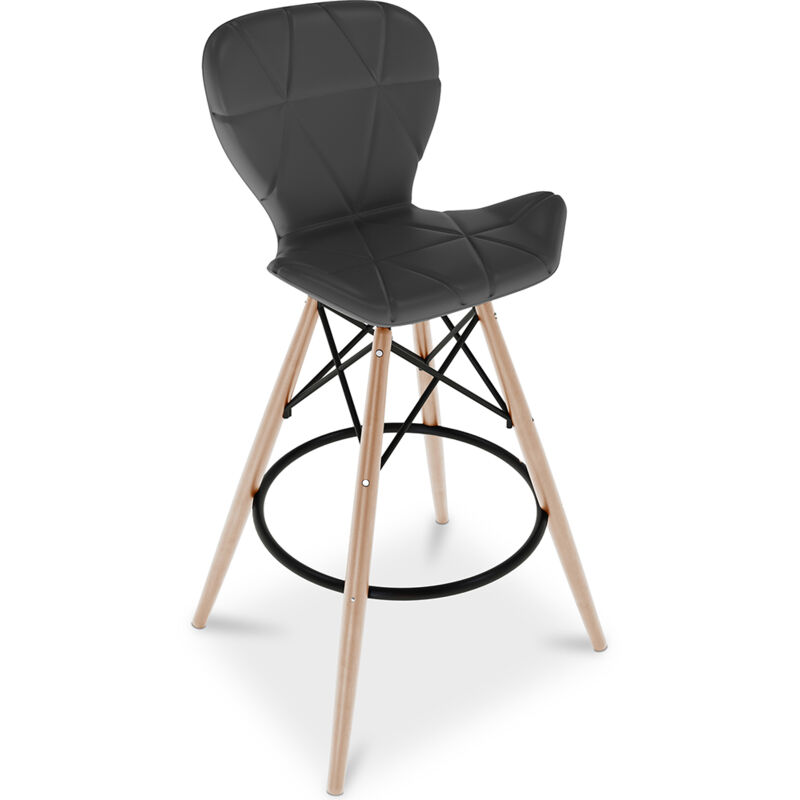 

Privatefloor - Taburete de Bar Diseño Escandinavo Patas Madera Natural - Laila Gris
