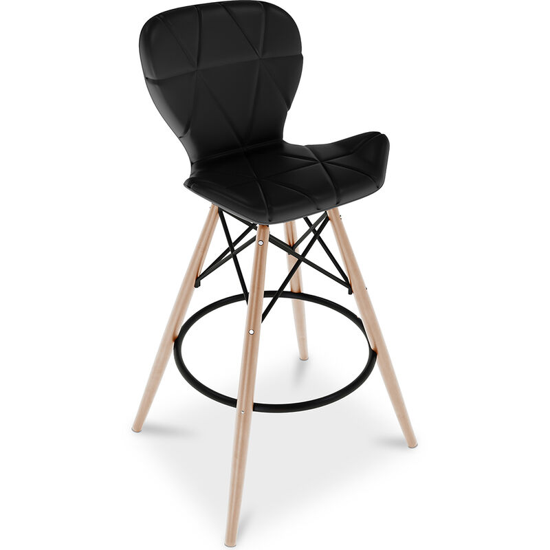 

Privatefloor - Taburete de Bar Diseño Escandinavo Patas Madera Natural - Laila Negro