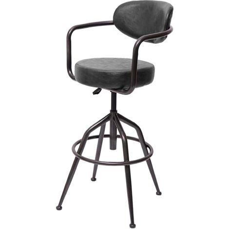 Taburete de bar HHG-463f, taburete de bar taburete de mostrador taburete giratorio, altura regulable Aspecto ante industrial, gris vintage