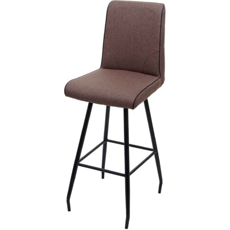 Taburete de bar HHG-944, silla de bar taburete de mostrador, reposapiés acero tela/textil, marrón