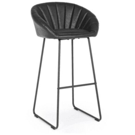 Taburete de bar Jacky Bizzotto negro vintage de piel sintética