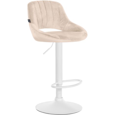 Taburete de bar Milet con funda de terciopelo Crema Blanco