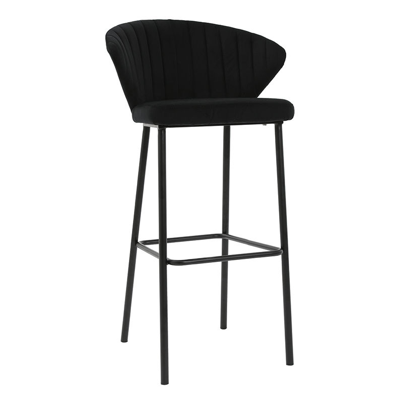 

Miliboo - Taburete de bar moderno terciopelo negro 78 cm DALLY