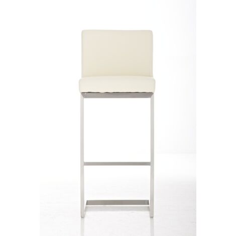 Taburete de bar Paros con tapizado de cuero sintético Crema