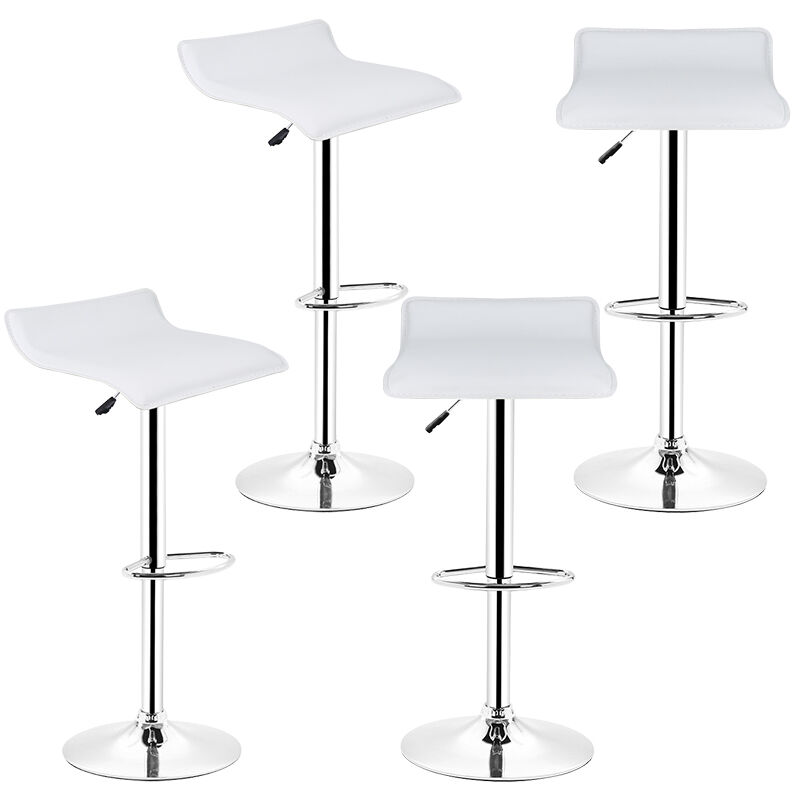 

Taburete de bar set de 4 diseños en imitación de cuero blanco y metal cromado Silla de bar en European Home Kitchen White-SIMPLY Style