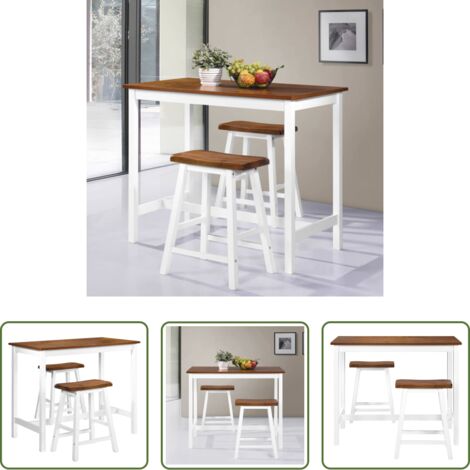 Taburete de bar -  Set de mesa y taburete de bar 3 piezas madera maciza