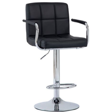 Taburete de Bar - Sevencomfort - Asiento en Similcuero - Giratorio Ajustable en Altura, Pie de metal - Soporta 150KG - Negro