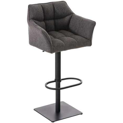 Taburete de bar silla alta para mostrador asiento con costuras cuadradas en tela gris titanio estructura de metal negro 100004699