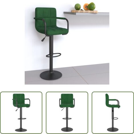 Taburete de bar -  Taburete de cocina de terciopelo verde oscuro