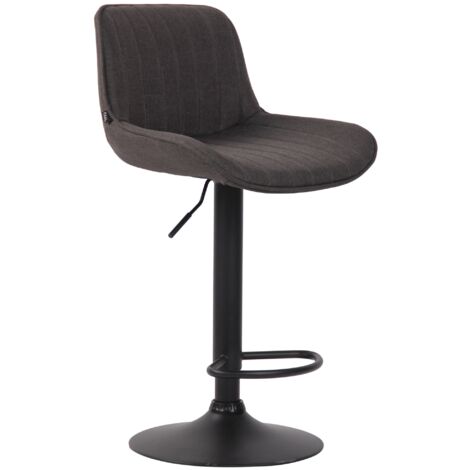 Taburete de bar trona x1 en tela gris oscuro costura vertical soporte de metal negro 100000564