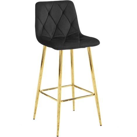 Taburete de bar Valora KODA terciopelo negro diseño moderno para cocina y bar