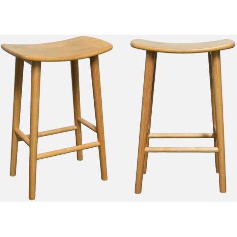 Taburete de bar vintage de madera de caucho, set de 2