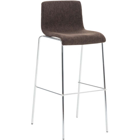 Taburete de bar x1 diseño moderno apilable asiento de tela marrón y 4 patas de metal cromado 100004947