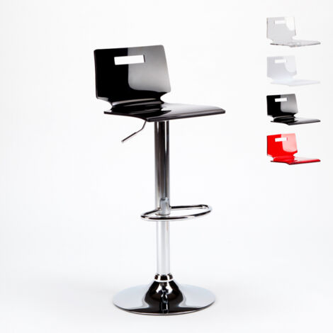 SUPERSTOOL Taburete de bar y cocina acero cromado diseño moderno San José Color: Transparente