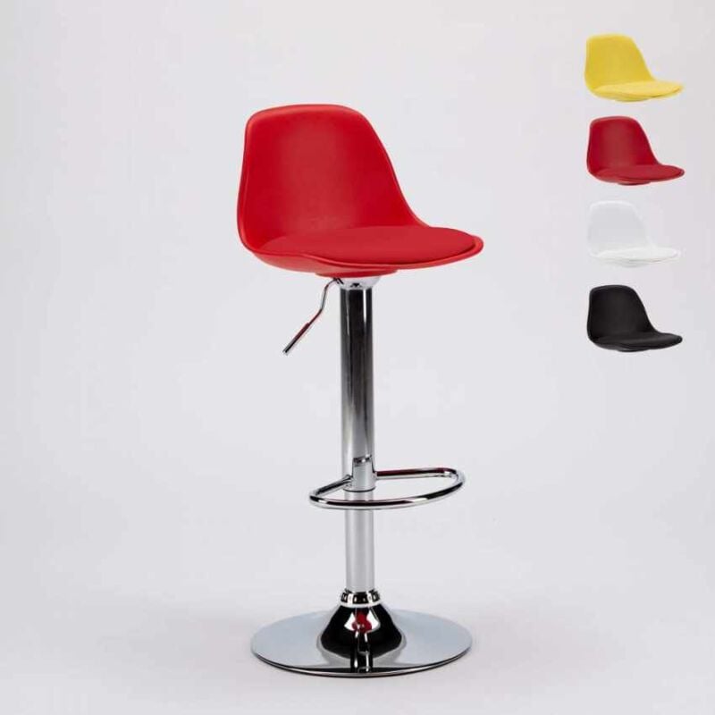 

Superstool - Taburete Bar y Cocina con Península de Cuero Polipiel Diseño New Orleans | Rojo