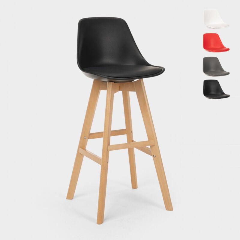 

Superstool - Taburete alto con cojín de diseño escandinavo para bar y cocinaWillis Wood | Negro