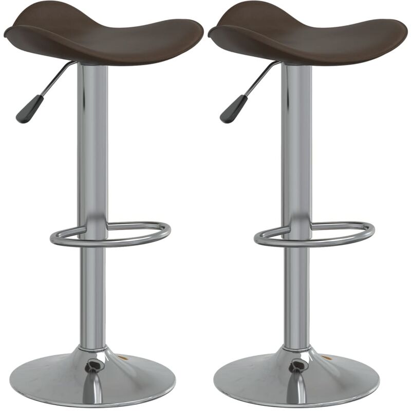 

Taburete de cocina 2 uds acero cromado cuero artificial marrón