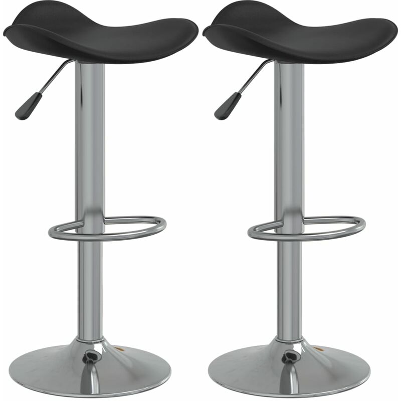 

Taburete de cocina 2 uds acero cromado cuero artificial negro
