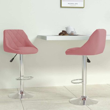 Taburete de cocina 2 unidades de terciopelo rosa