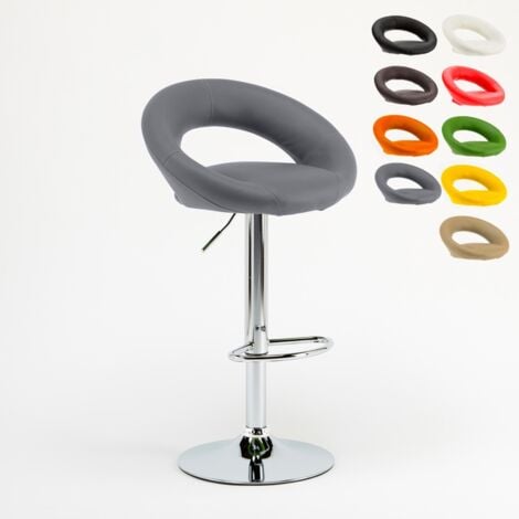 SUPERSTOOL Taburete de cocina alto, giratorio y regulable con Reposapiés Chicago Color: Gris