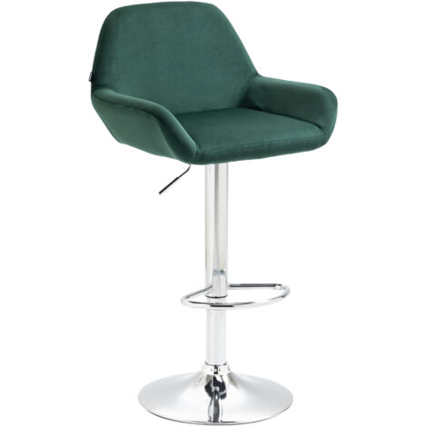 Taburete de cocina Braga en terciopelo Verde oscuro Cromado