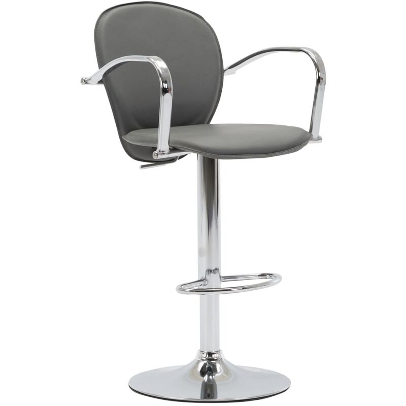 

Taburete de cocina con reposabrazos cuero sintético gris