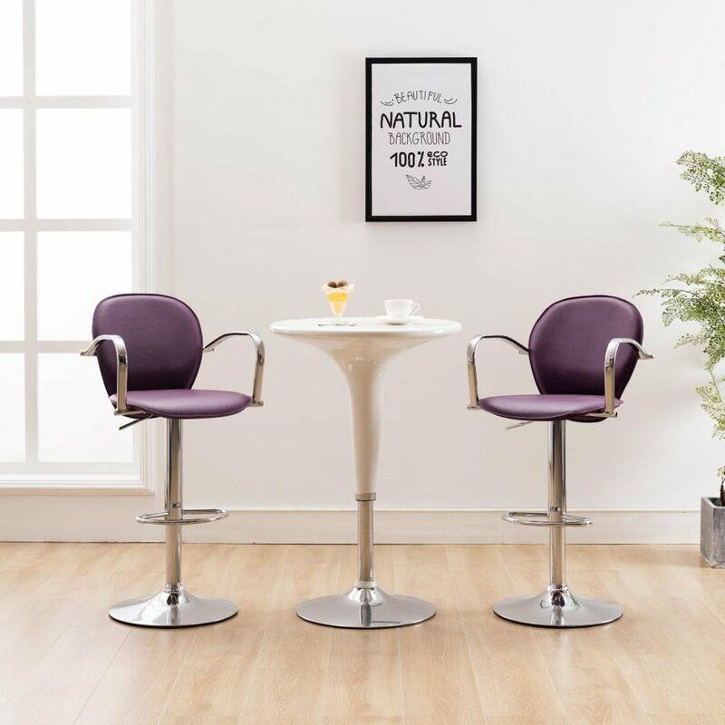 

Happyshopping - Taburete de cocina con reposabrazos cuero sintetico morado