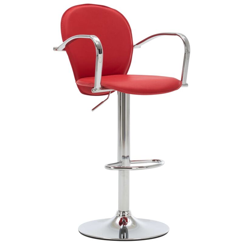 

Taburete de cocina con reposabrazos cuero sintético rojo