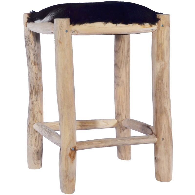

Taburete de cocina cuero real de cabra y madera de teca maciza