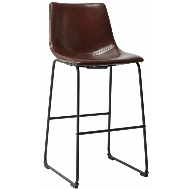 

Taburete de cocina cuero sintetico marron brillante